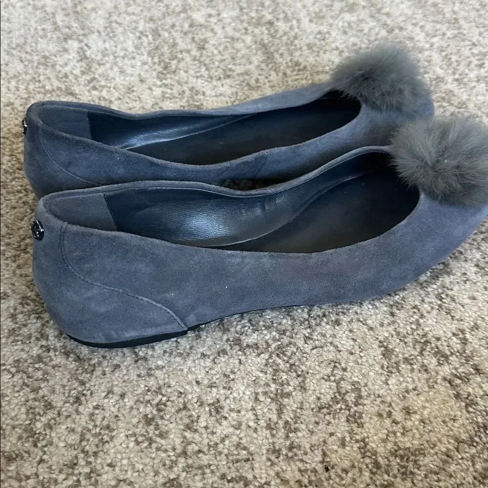 MICHAEL Michael Kors Remi Rabbit Fur Pom Suede Ballet Flat 8.5